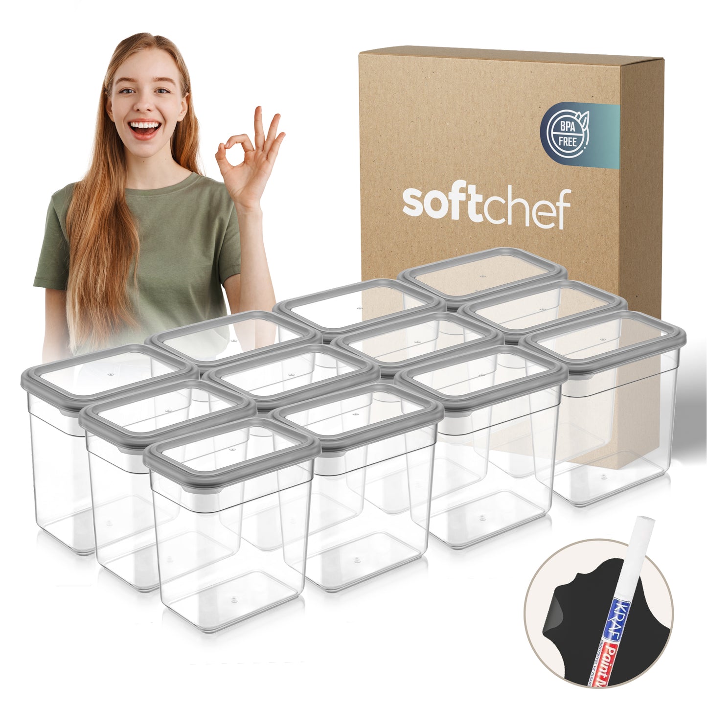 Rectangular Slim Soft Box 12 Piece Food Storage Container Set (12 x 1100 ml)