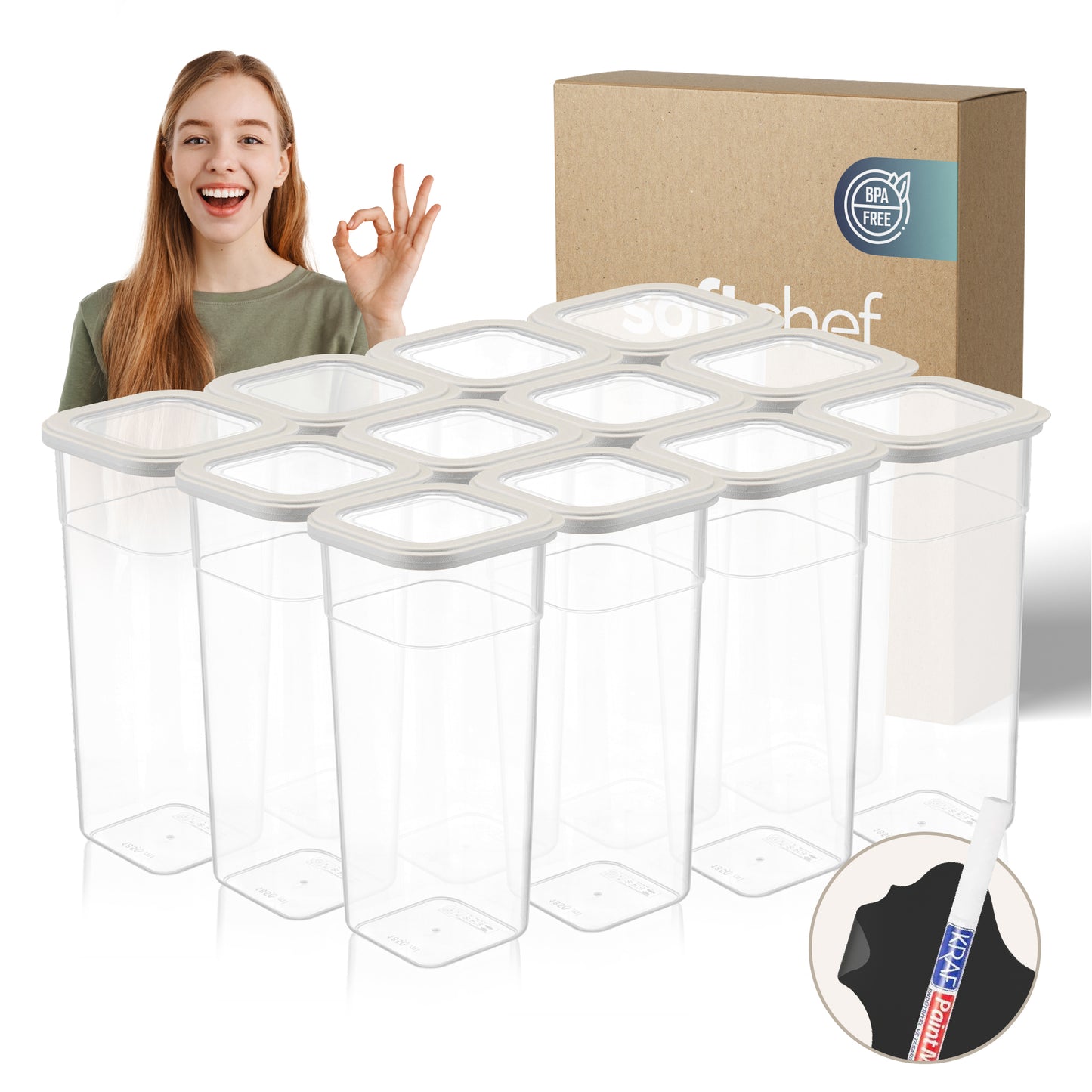 Viola 12 Piece Square Food Storage Container Set  12 x 1850 ml