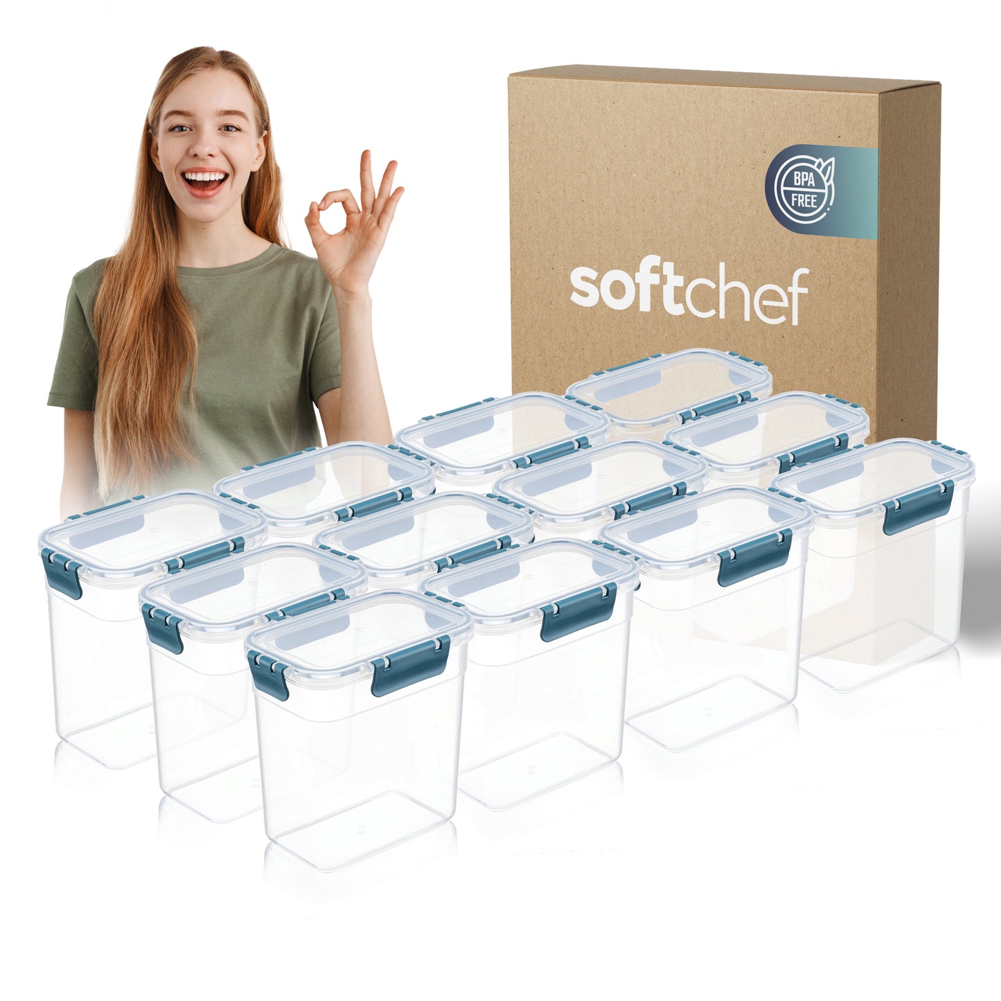 Clara Deep Box 12-delige voedselcontainerset (12 × 2200 ml)