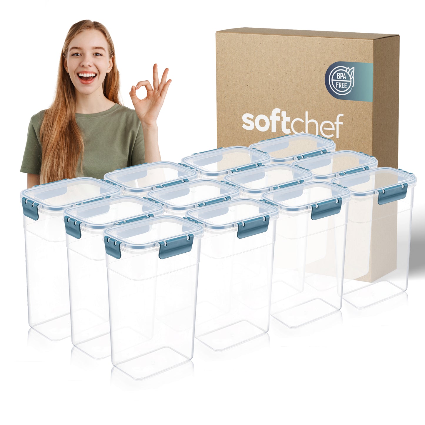 Clara Deep Box 12-delige voedselcontainerset (12 × 3400 ml)