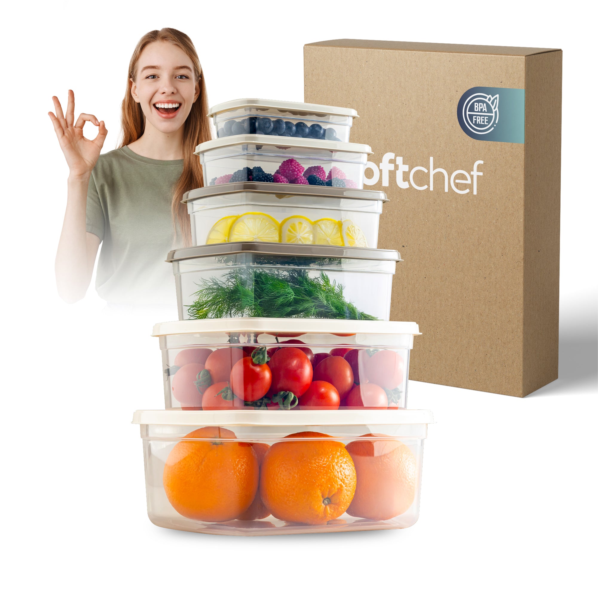 EasyBox 12 Piece Rectangular Food Storage Container Set (2 x 6 Piece S ...