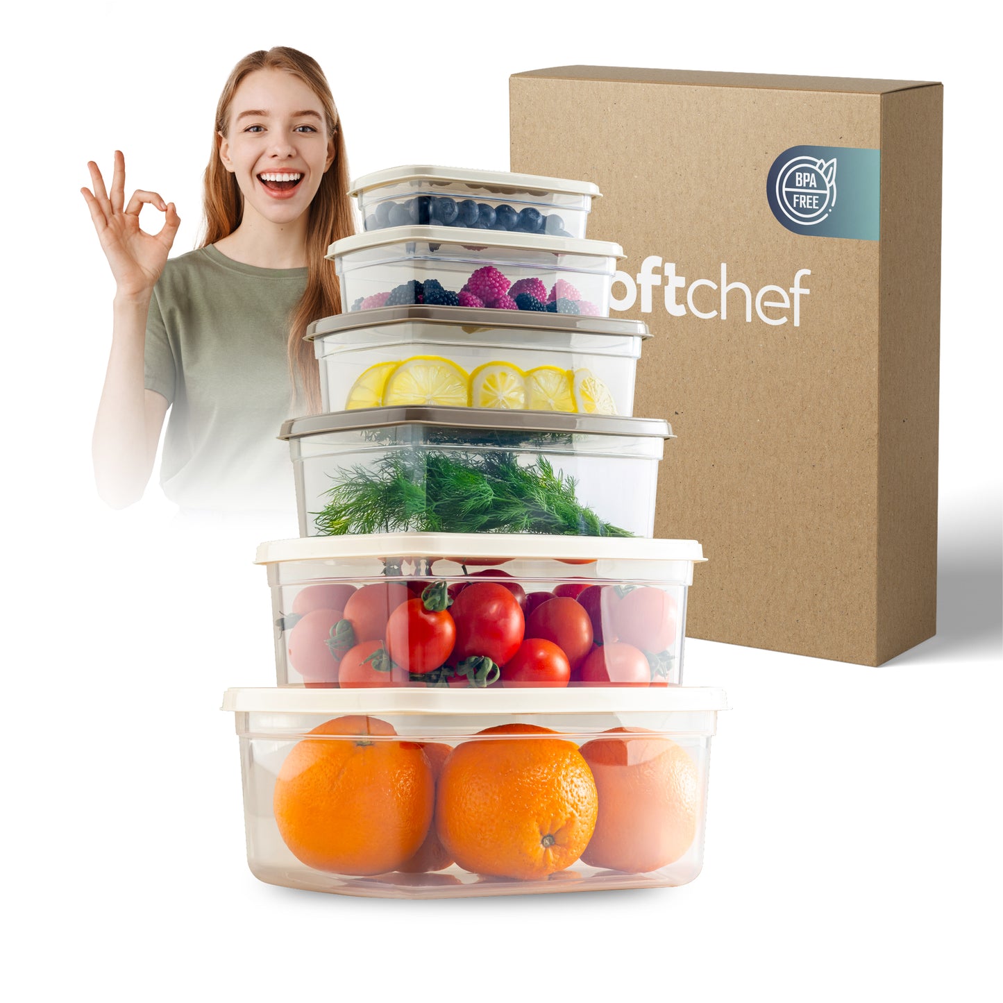 EasyBox 12 Parça Dikdörtgen Gıda Saklama Kabı Seti (2 x 4 Parça Set) 225 ml ila 3000 ml