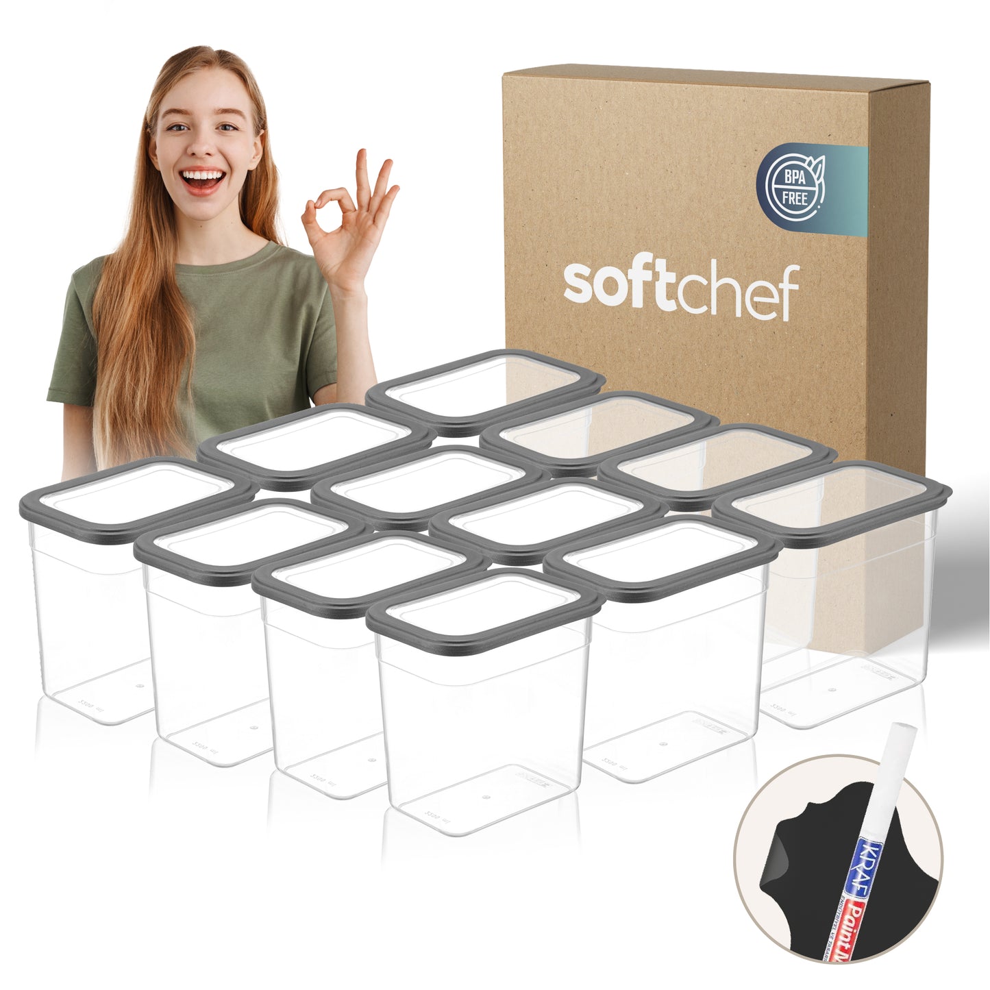 Viola 12 Piece Rectangular Food Storage Container Set 12 x 2200 ml