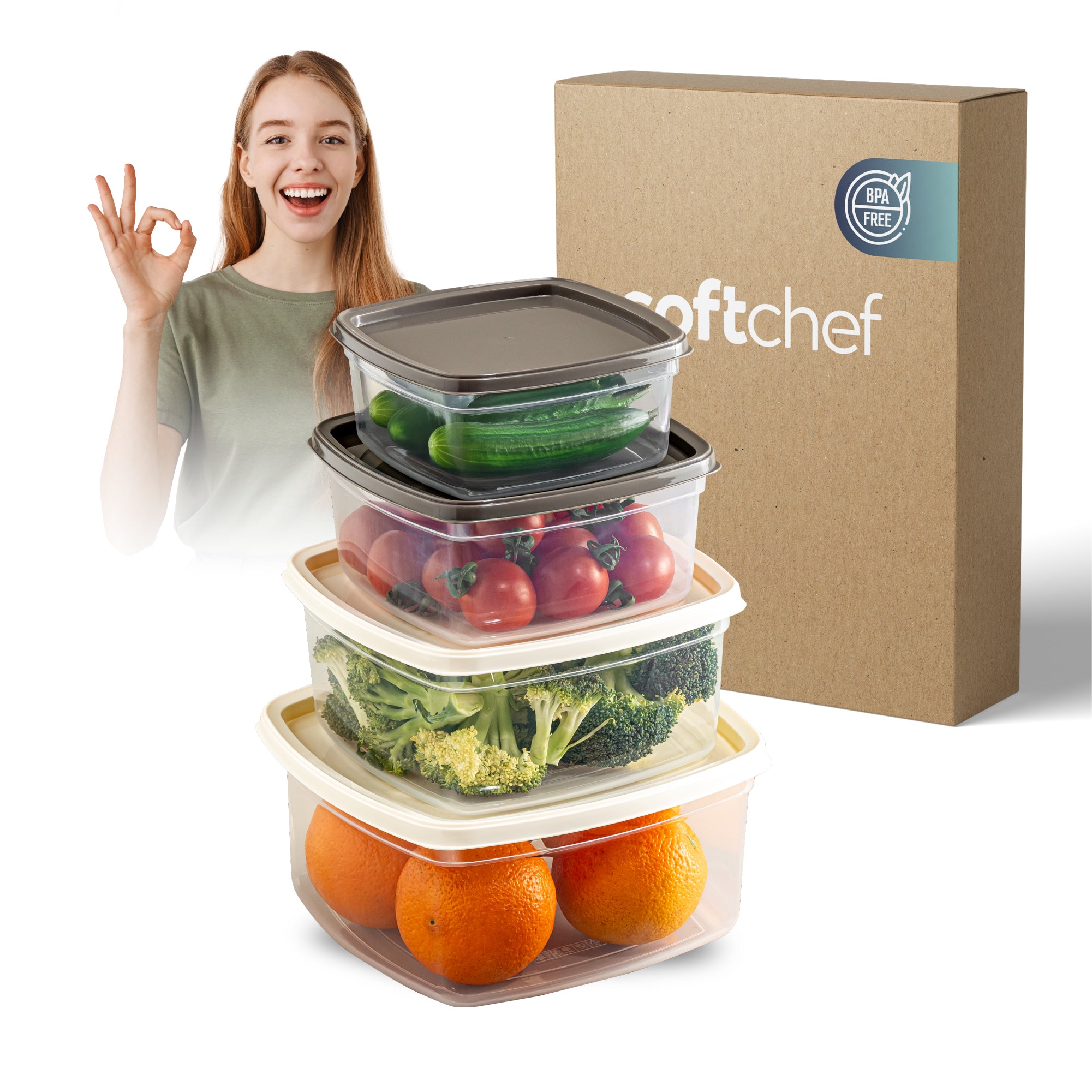 EasyBox 8-delige vierkante voedselcontainerset (2 x 4-delige set) 275 ...