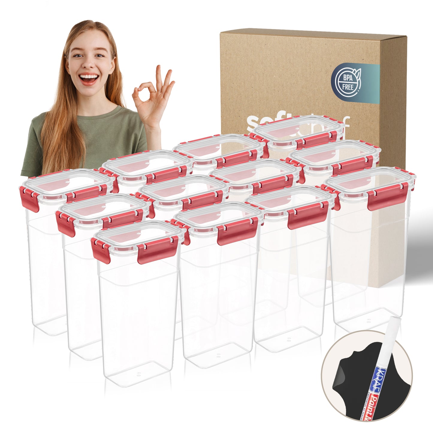 Slim Clara Box Deep 12 Piece Food Storage Container Set (12 × 1580 ml)