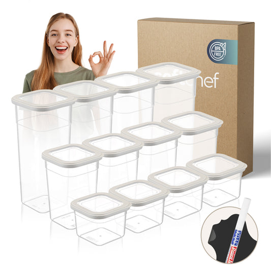 Viola 12 Piece Square Food Storage Container Set (4 x 680 ml + 4 x 1250 ml + 4 x 1850 ml)