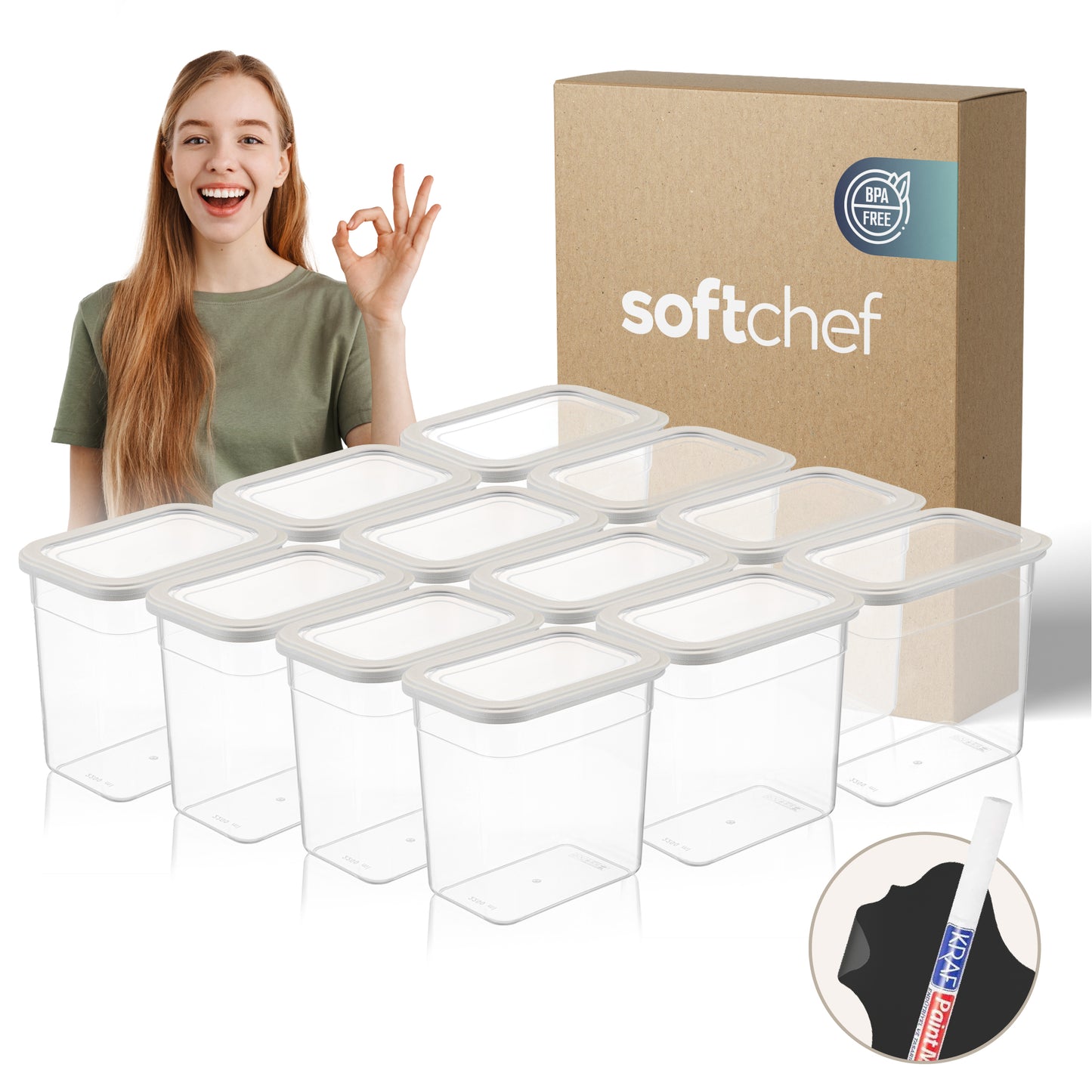 Viola 12 Piece Rectangular Food Storage Container Set 12 x 2200 ml