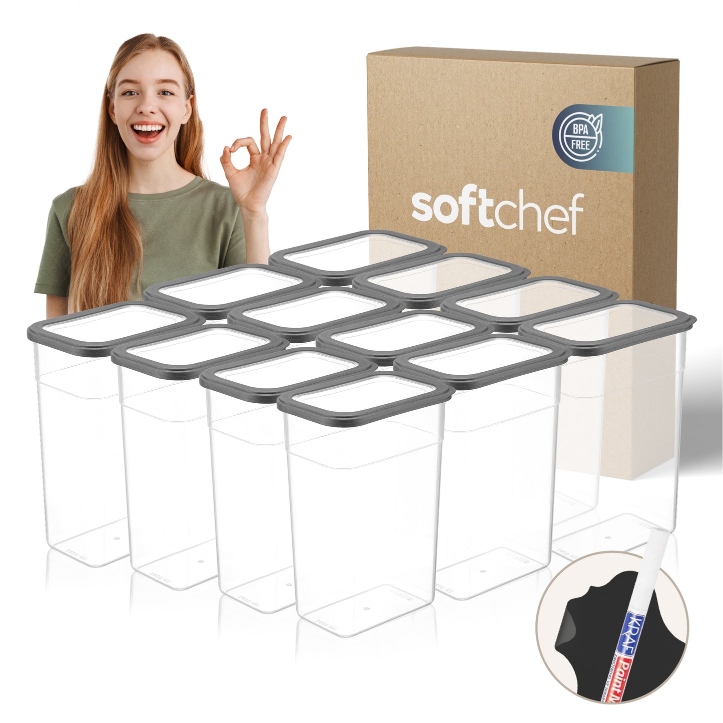 Viola 12 Piece Rectangular Food Storage Container Set 12 x 3400 ml