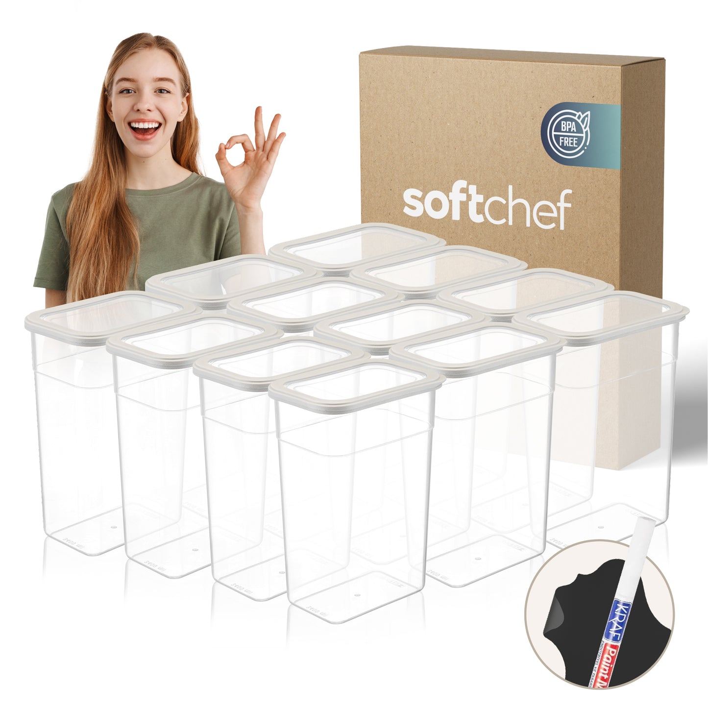 Viola 12 Piece Rectangular Food Storage Container Set 12 x 3400 ml