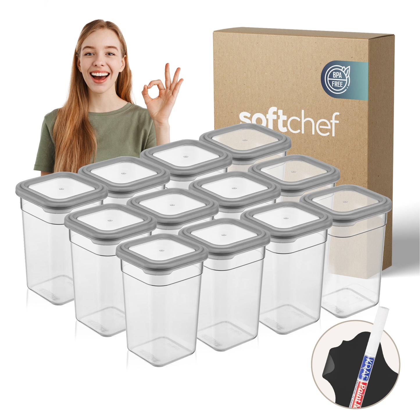 Soft Box Slim Square 12 x 1250 ml Food Storage Containers