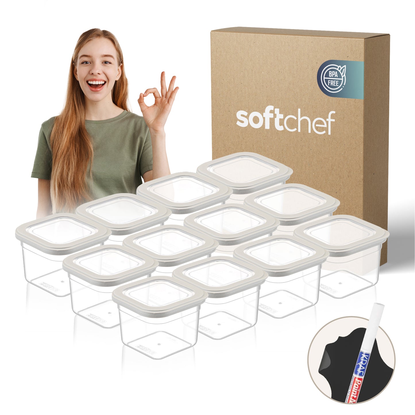 Viola 12 Piece Square Food Storage Container Set 12 x 680 ml