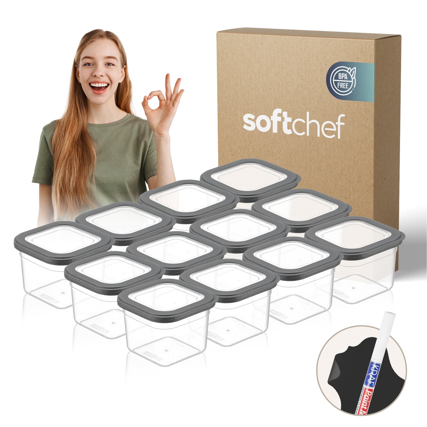 Viola 12 Piece Square Food Storage Container Set 12 x 680 ml