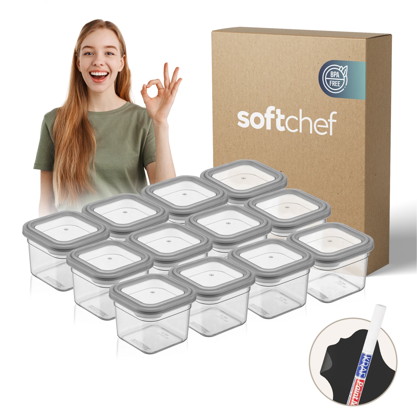 Soft Box Slim Square 12 x 680 ml Food Storage Containers