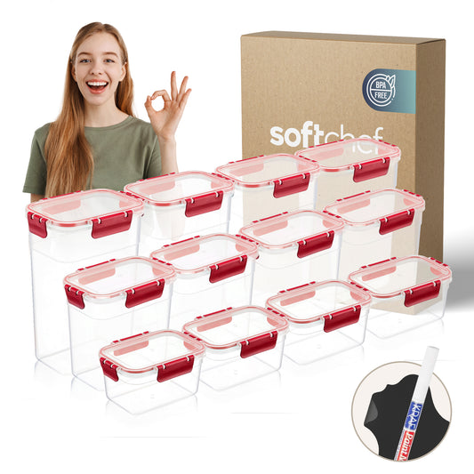 Clara Deep Box 12 Piece Food Storage Container Set (4 × 1100 ml, 4 × 2200 ml, 4 × 3400 ml)