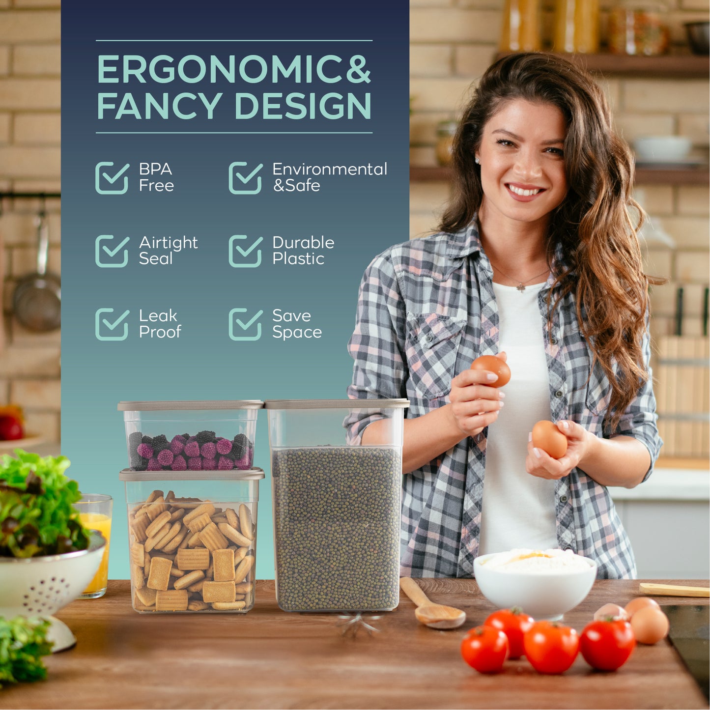 Viola 12 Piece Rectangular Food Storage Container Set 12 x 3400 ml