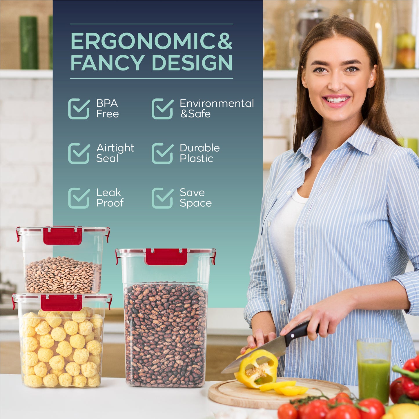 Clara Deep Box 12-delige voedselcontainerset (12 × 2200 ml)