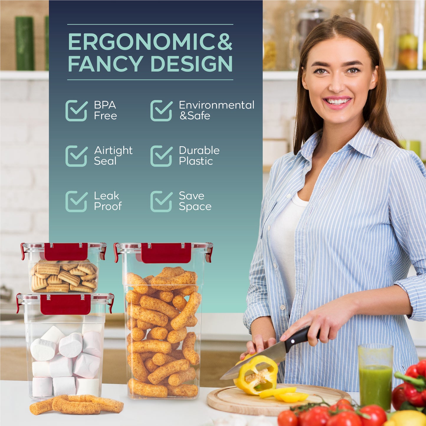 Slim Clara Box Deep 12 Piece Food Storage Container Set (12 × 1580 ml)