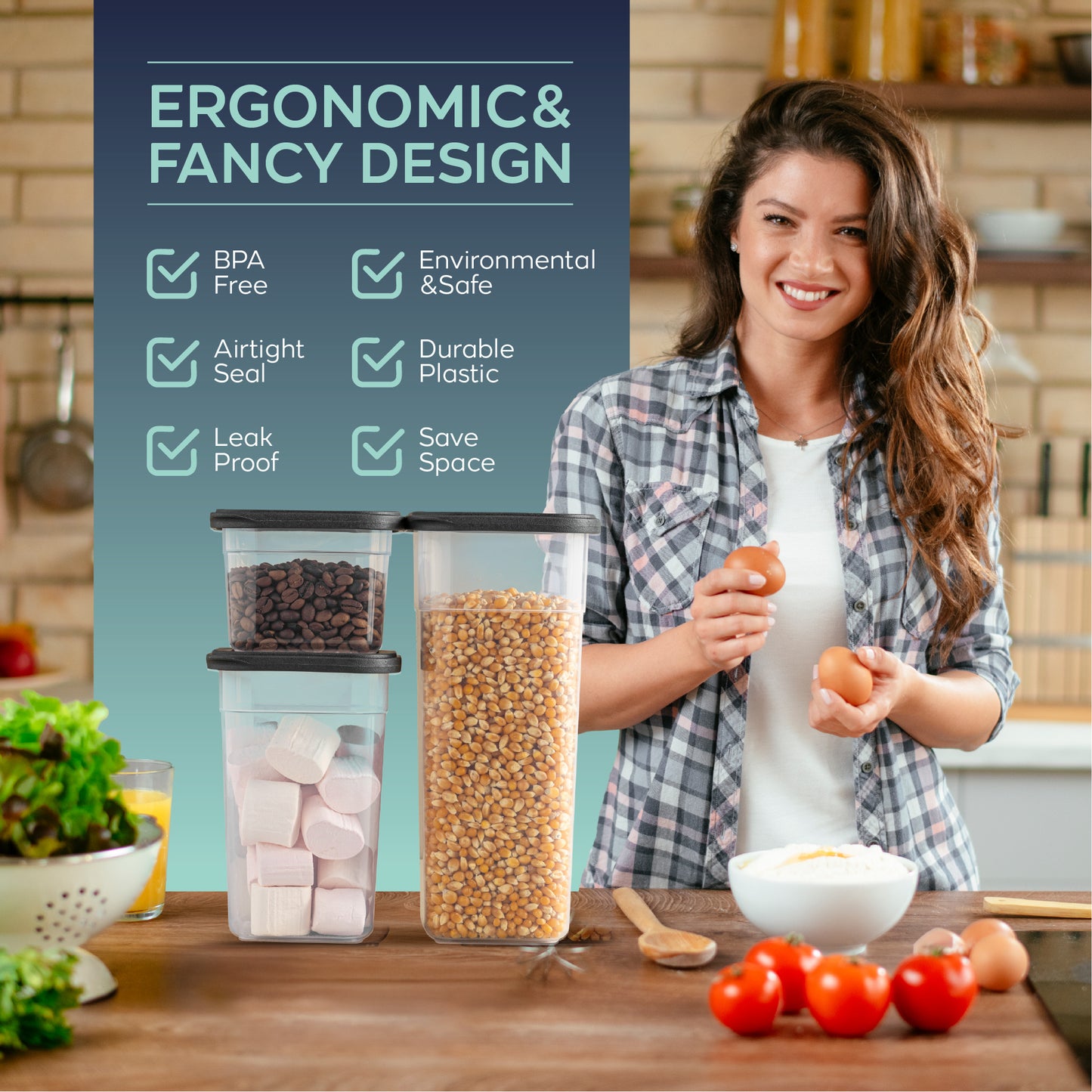 Viola 12 Piece Square Food Storage Container Set 12 x 1250 ml