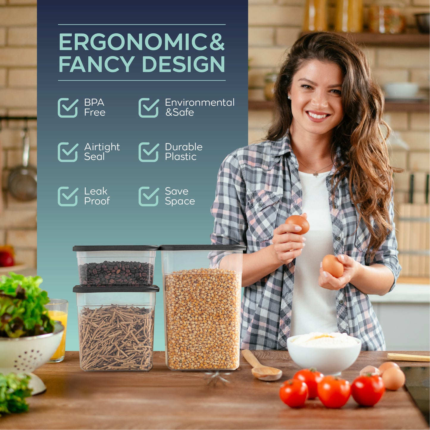 Viola 12 Piece Rectangular Food Storage Container Set 12 x 2200 ml