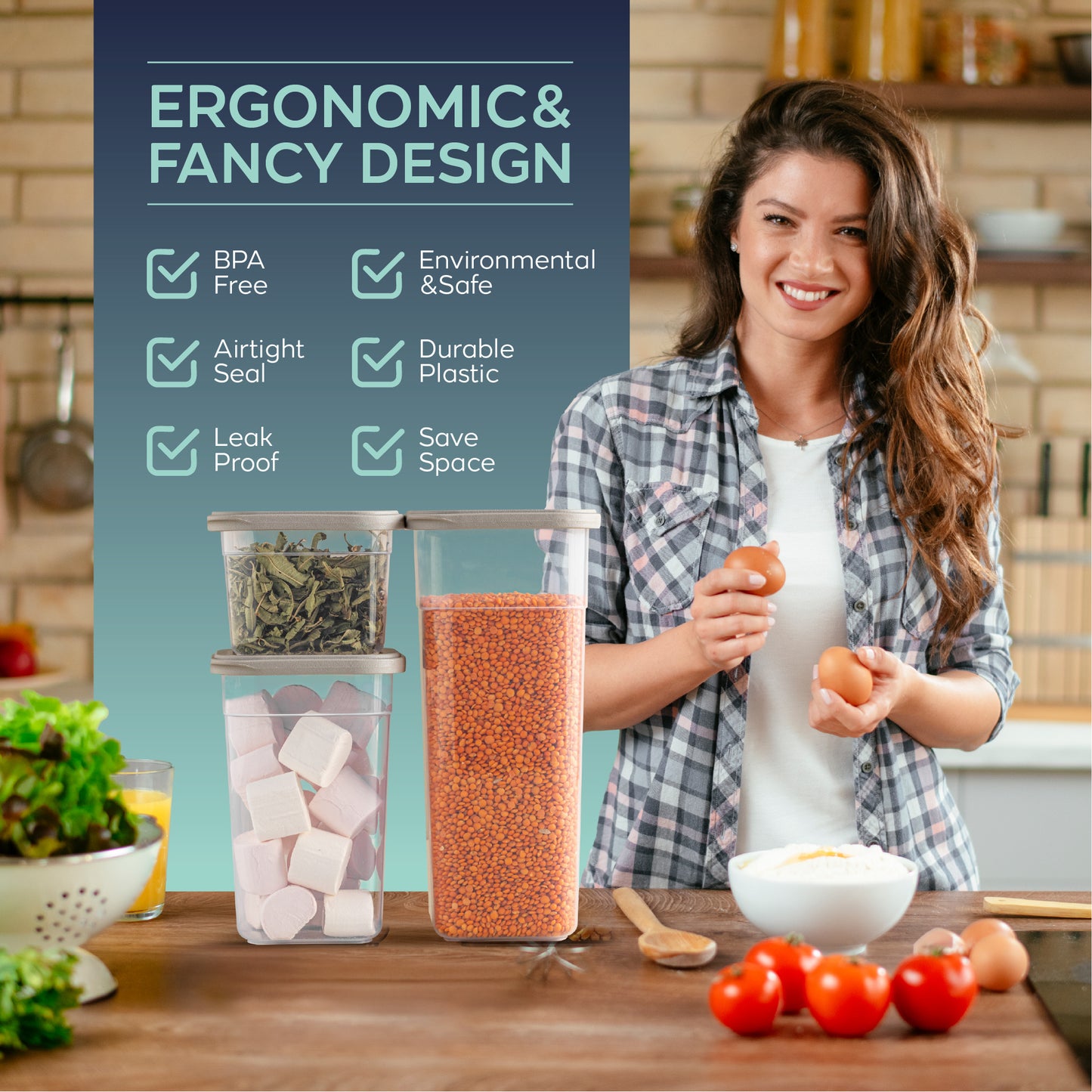 Viola 12 Piece Square Food Storage Container Set 12 x 680 ml