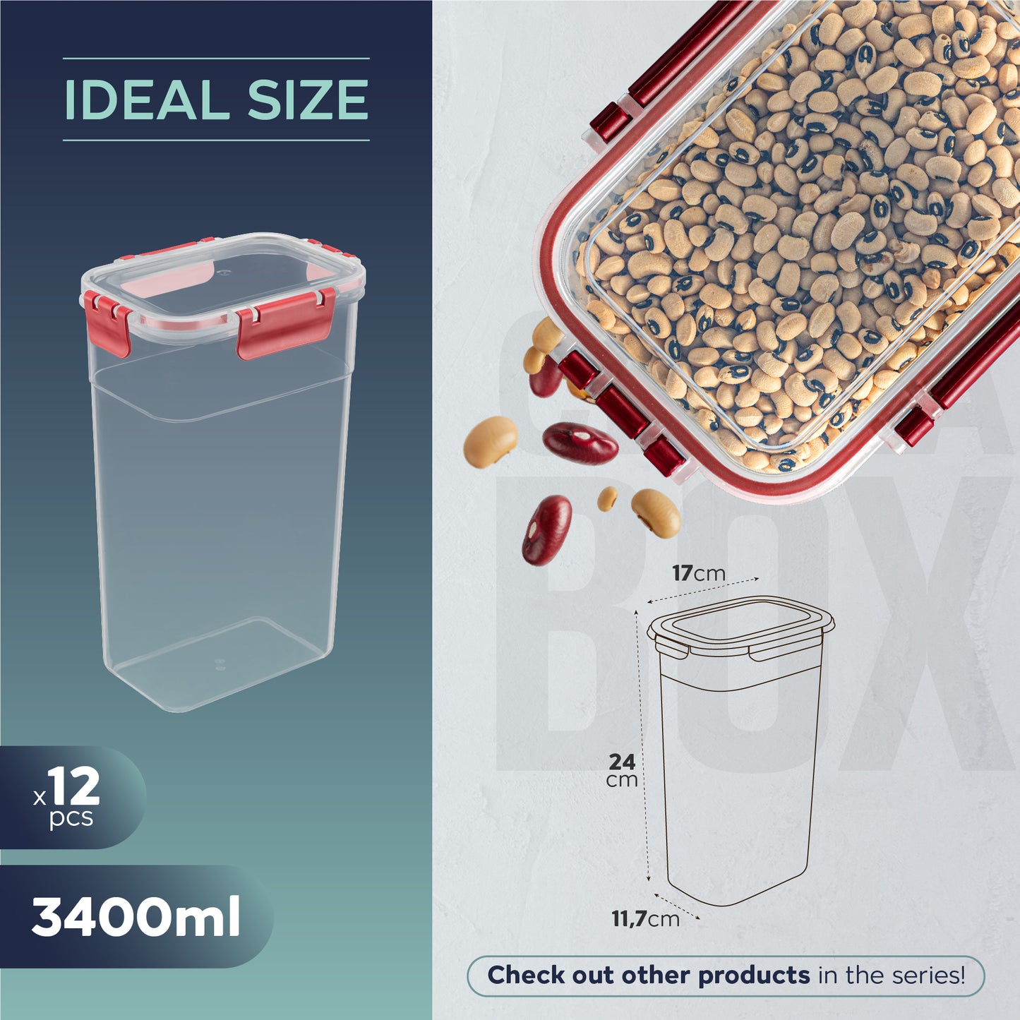 Clara Deep Box 12-delige voedselcontainerset (12 × 3400 ml)