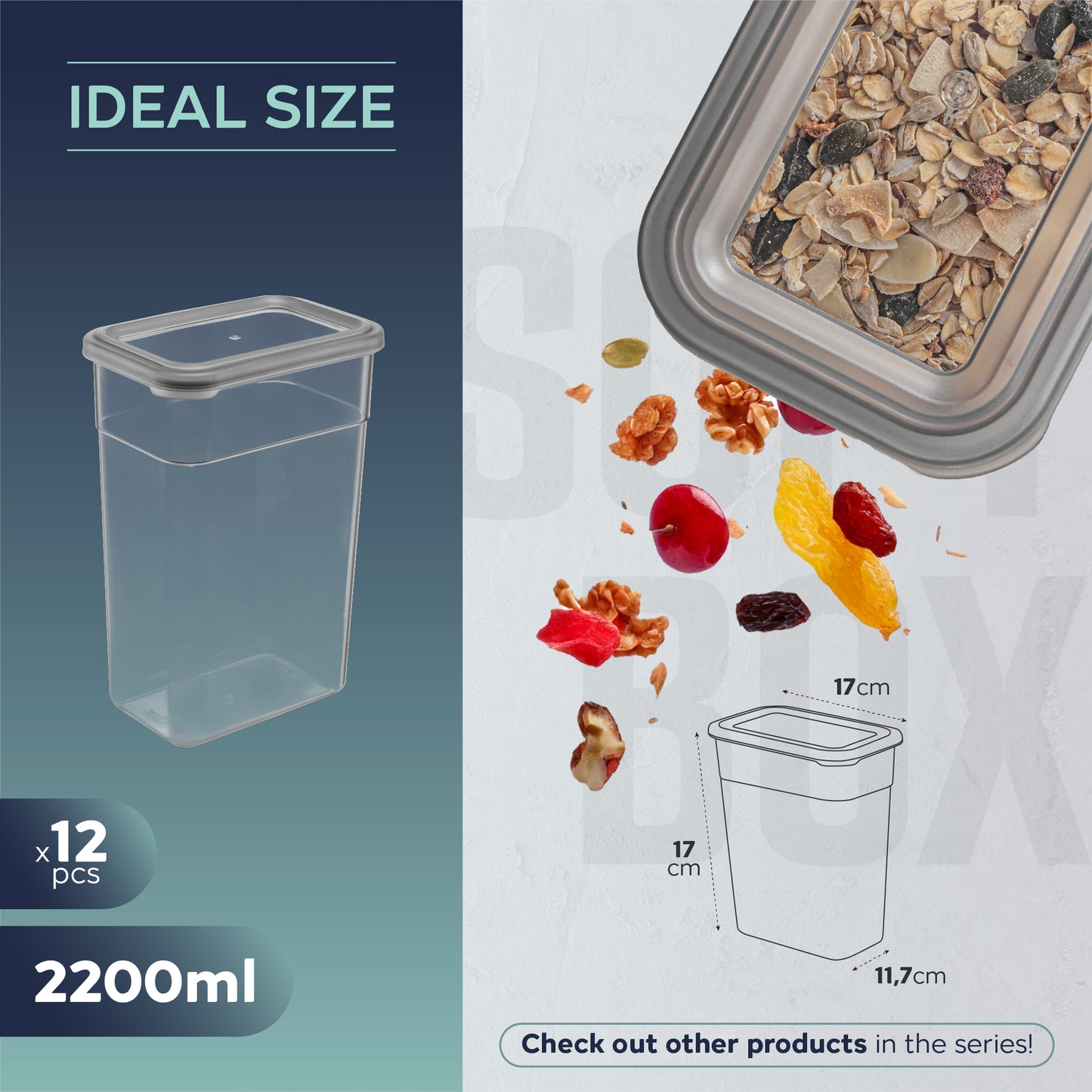 Soft Box Rectangular 12 Piece Food Storage Container Set (12 x 2200 ml)