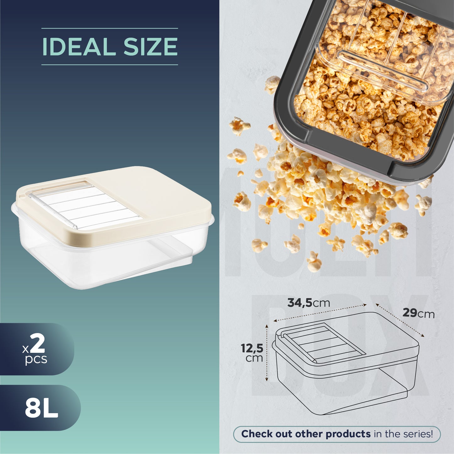 Multi Box 2 Piece 8 L Food Storage Container Set