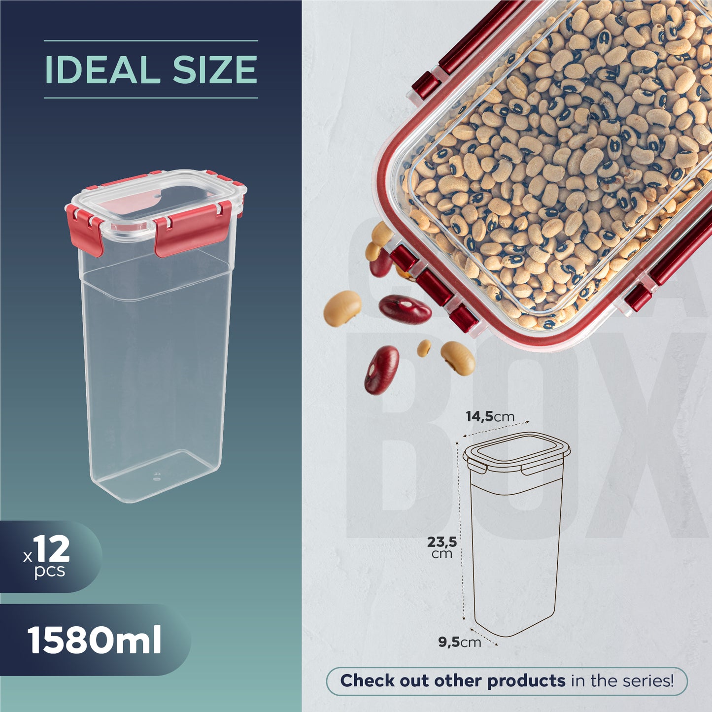 Slim Clara Box Deep 12 Piece Food Storage Container Set (12 × 1580 ml)
