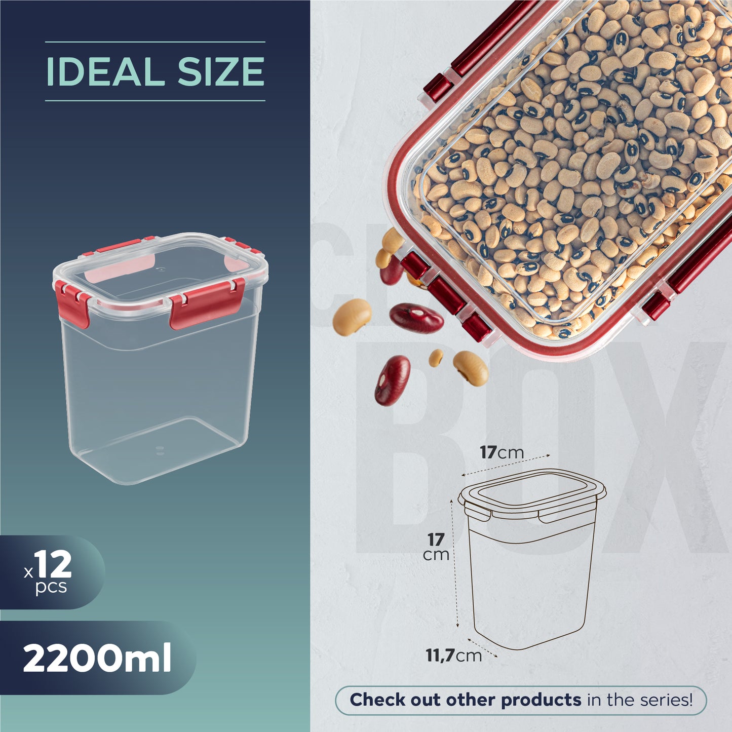 Clara Deep Box 12-delige voedselcontainerset (12 × 2200 ml)