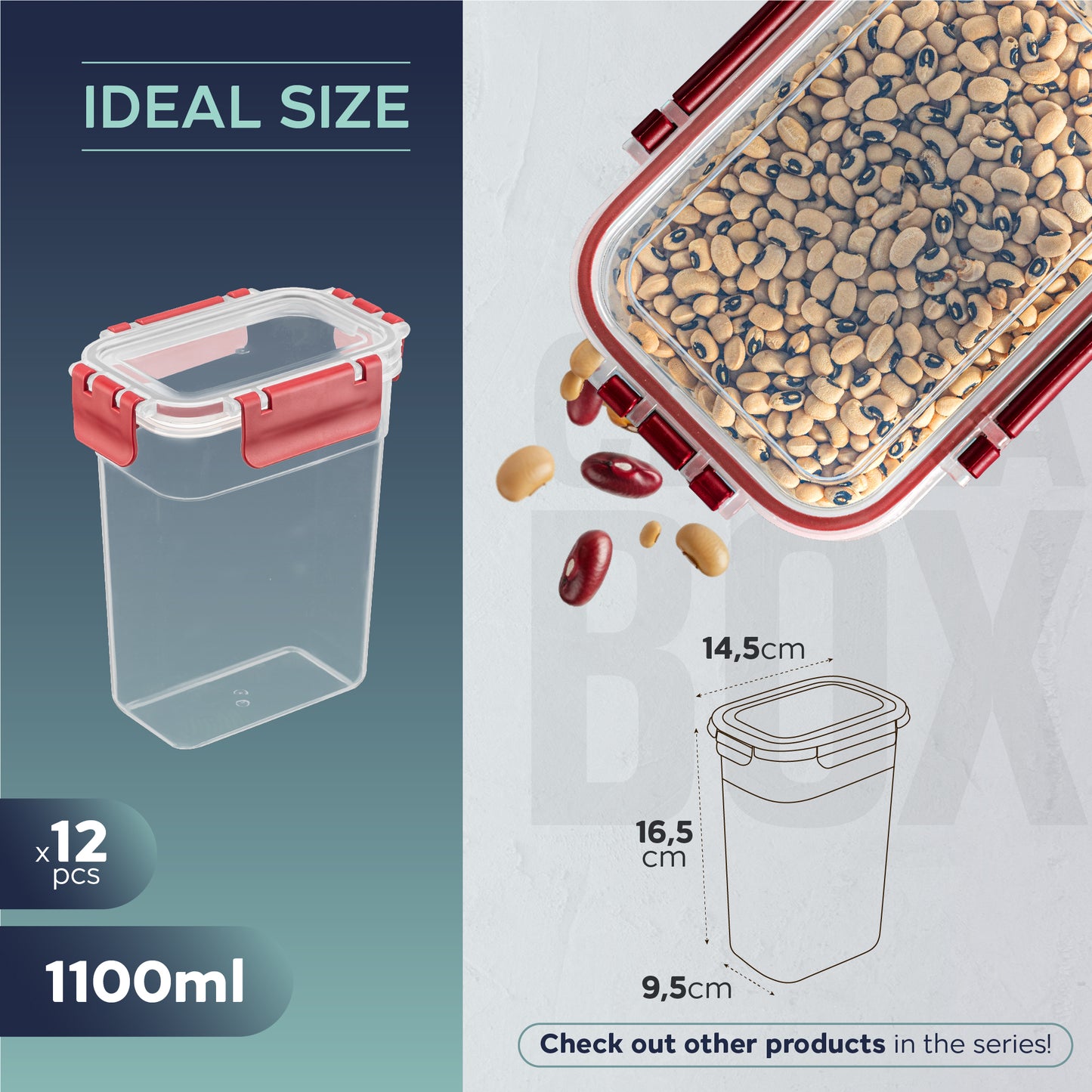Slim Clara Box Deep 12 Piece Food Storage Container Set (12 × 1100 ml)