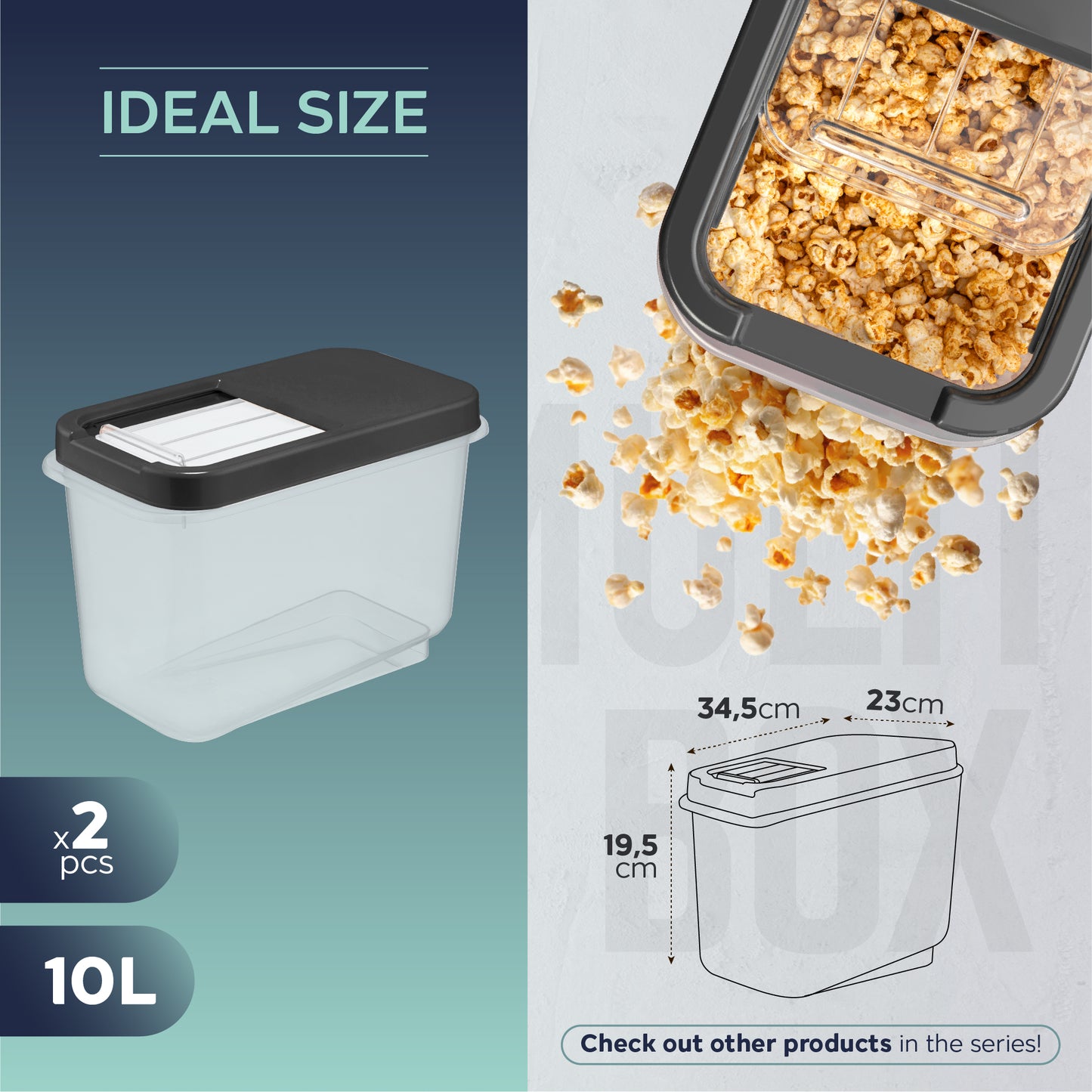 Multi Box 2 Piece 10 L Extra Large Food Storage Container Set