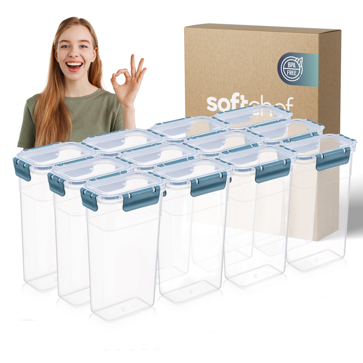 Slim Clara Box Deep 12 Piece Food Storage Container Set (12 × 1580 ml)