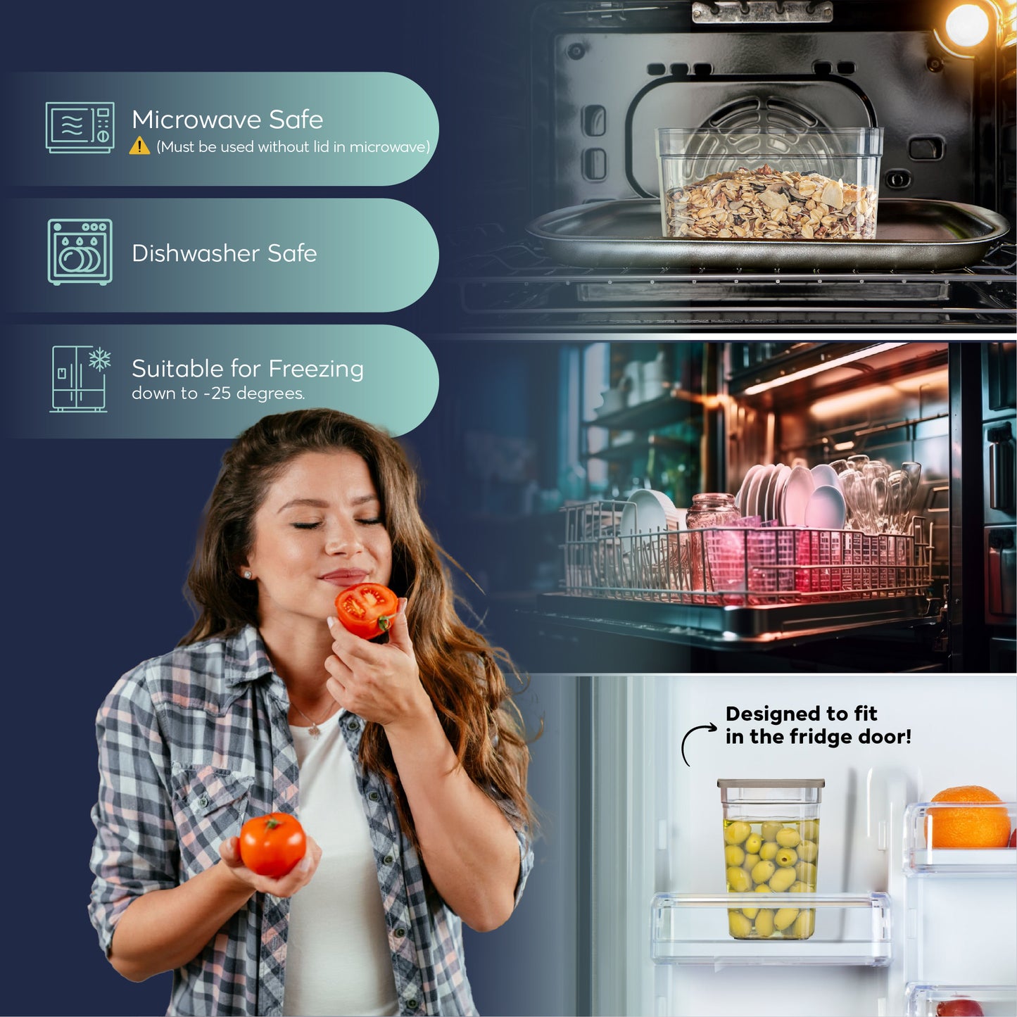 Viola 12 Piece Square Food Storage Container Set 12 x 680 ml