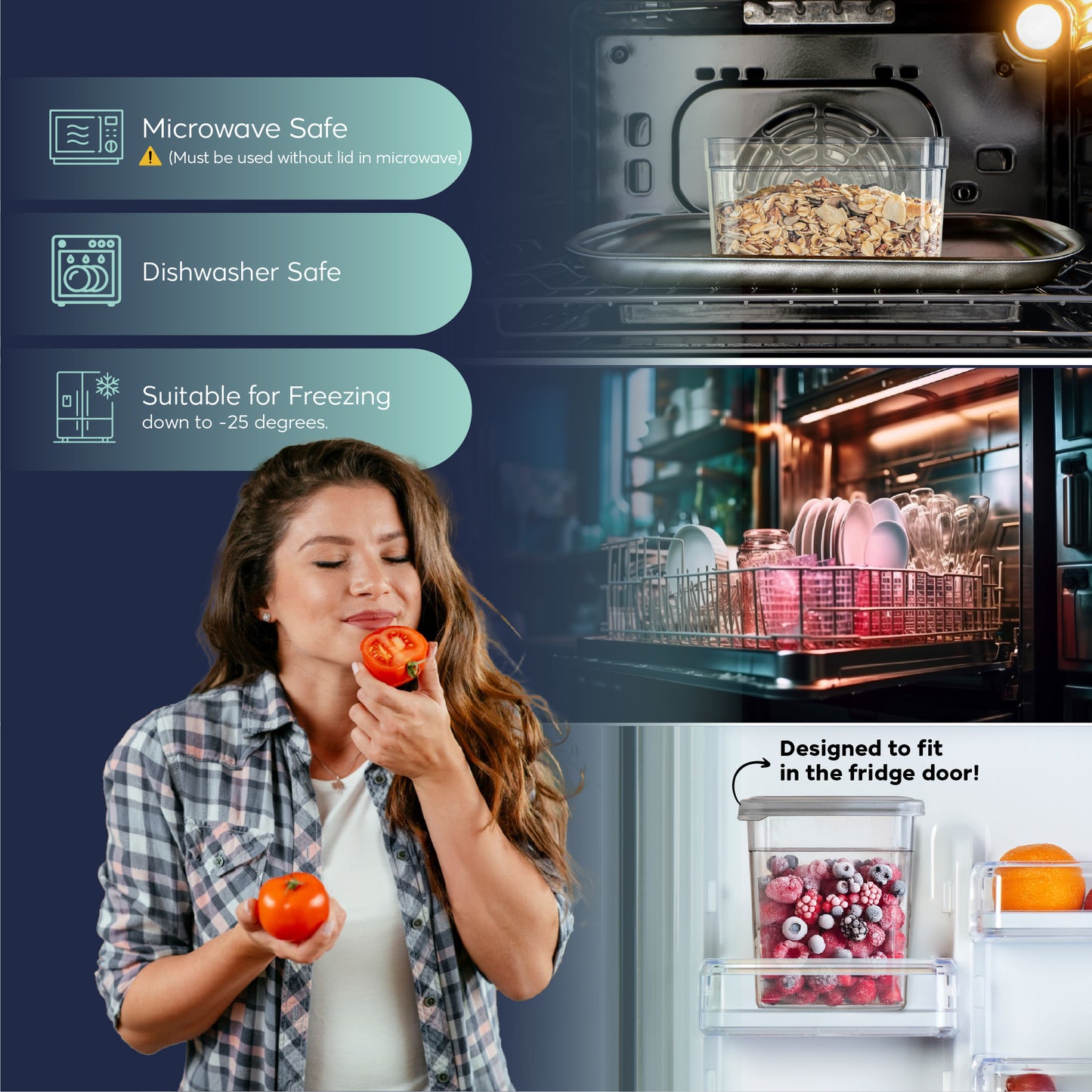 Soft Box Rectangular 12 Piece Food Storage Container Set (4 x 1100 ml + 4 x 2200 ml + 4 x 3400 ml)