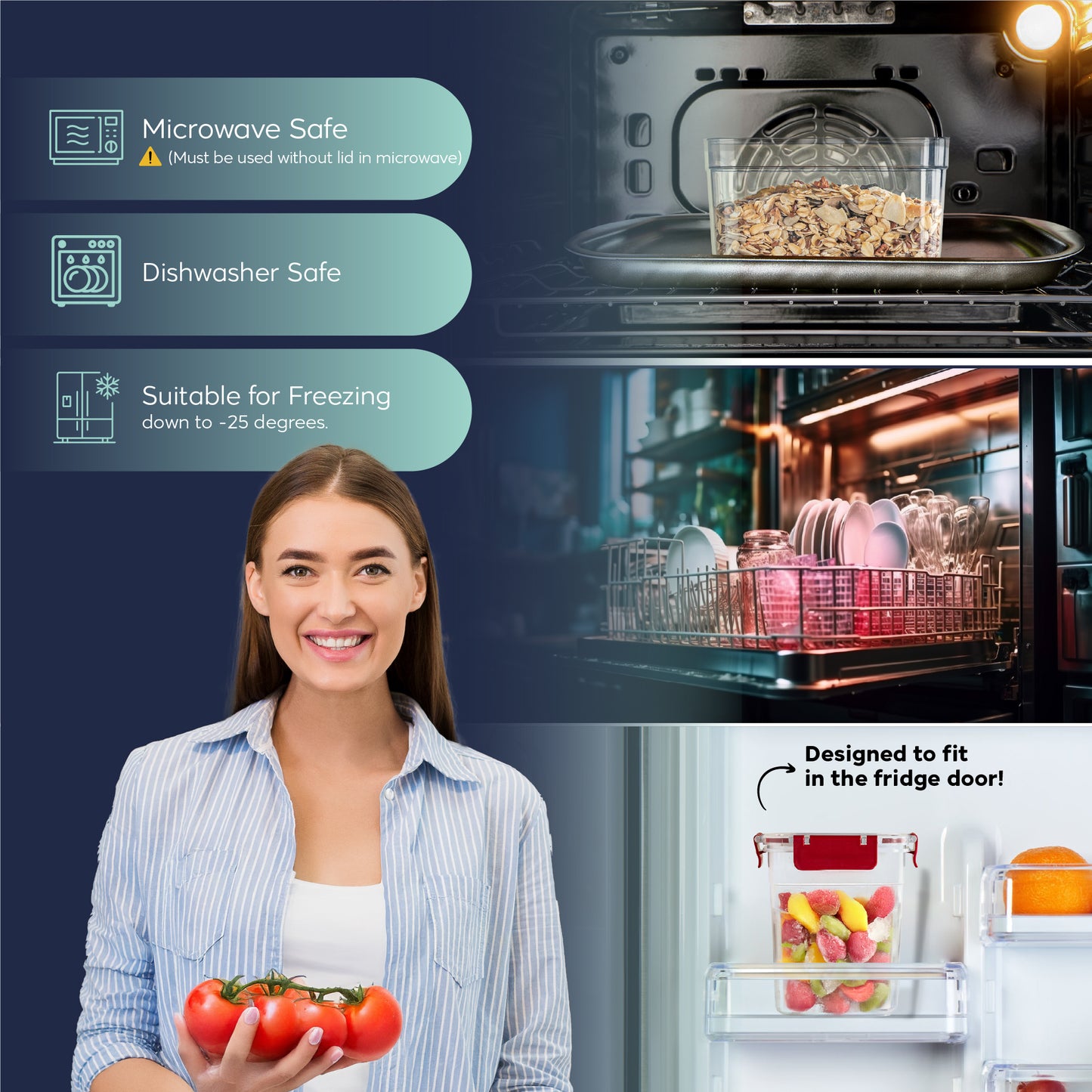 Slim Clara Box Deep 12 Piece Food Storage Container Set (12 × 1580 ml)