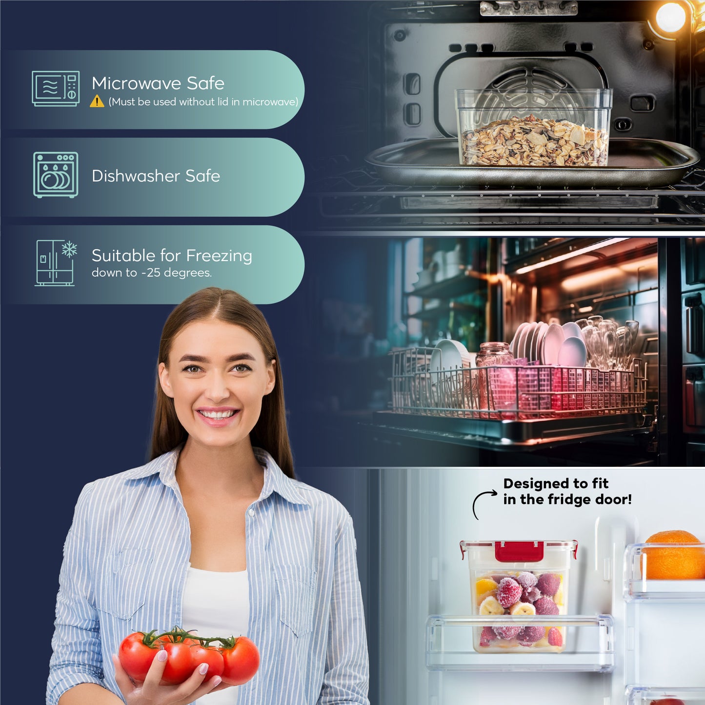 Clara Deep Box 12-delige voedselcontainerset (12 × 2200 ml)