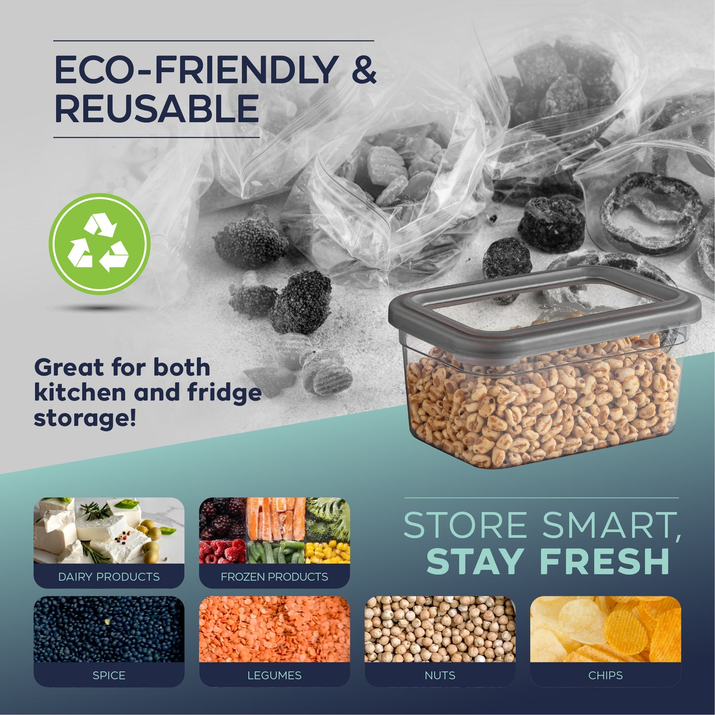 Rectangular Slim Soft Box 12 Piece Food Storage Container Set (12 x 1100 ml)