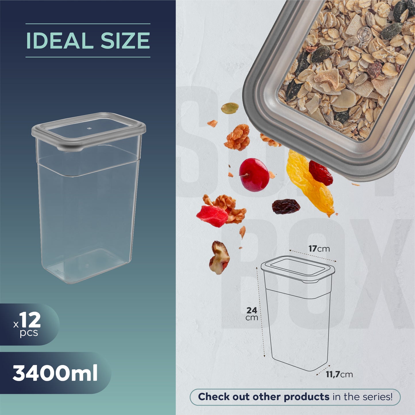 Soft Box Rectangular 12 Piece Food Storage Container Set (12 x 3400 ml)