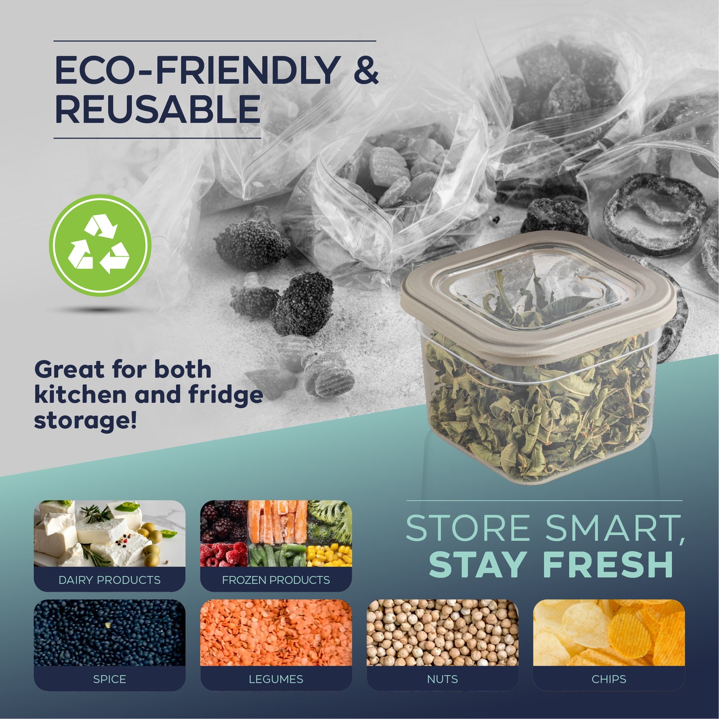 Viola 12 Piece Square Food Storage Container Set  12 x 1850 ml