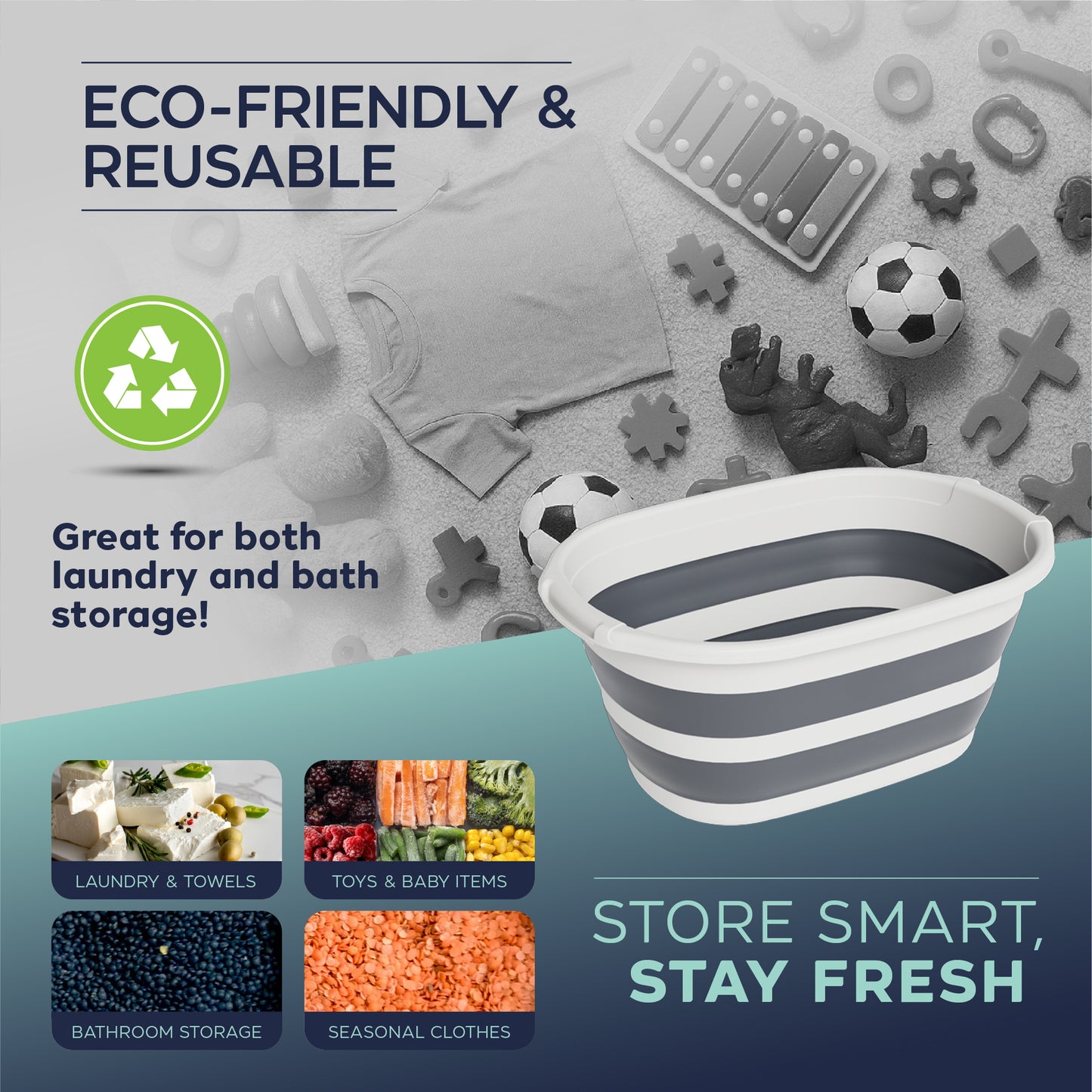 Soft Chef Foldable Laundry Basket – 25L Large Capacity – BPA-Free