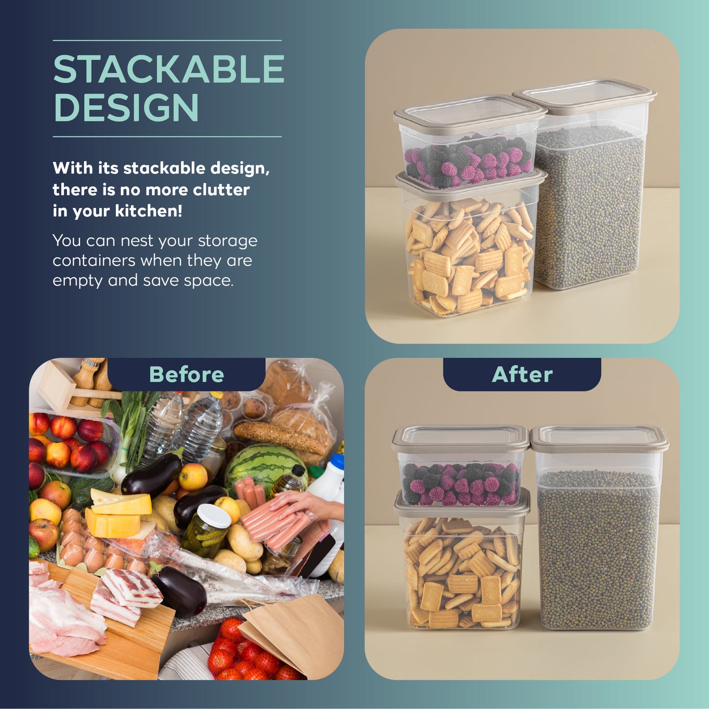 Viola 12 Piece Rectangular Food Storage Container Set 12 x 3400 ml