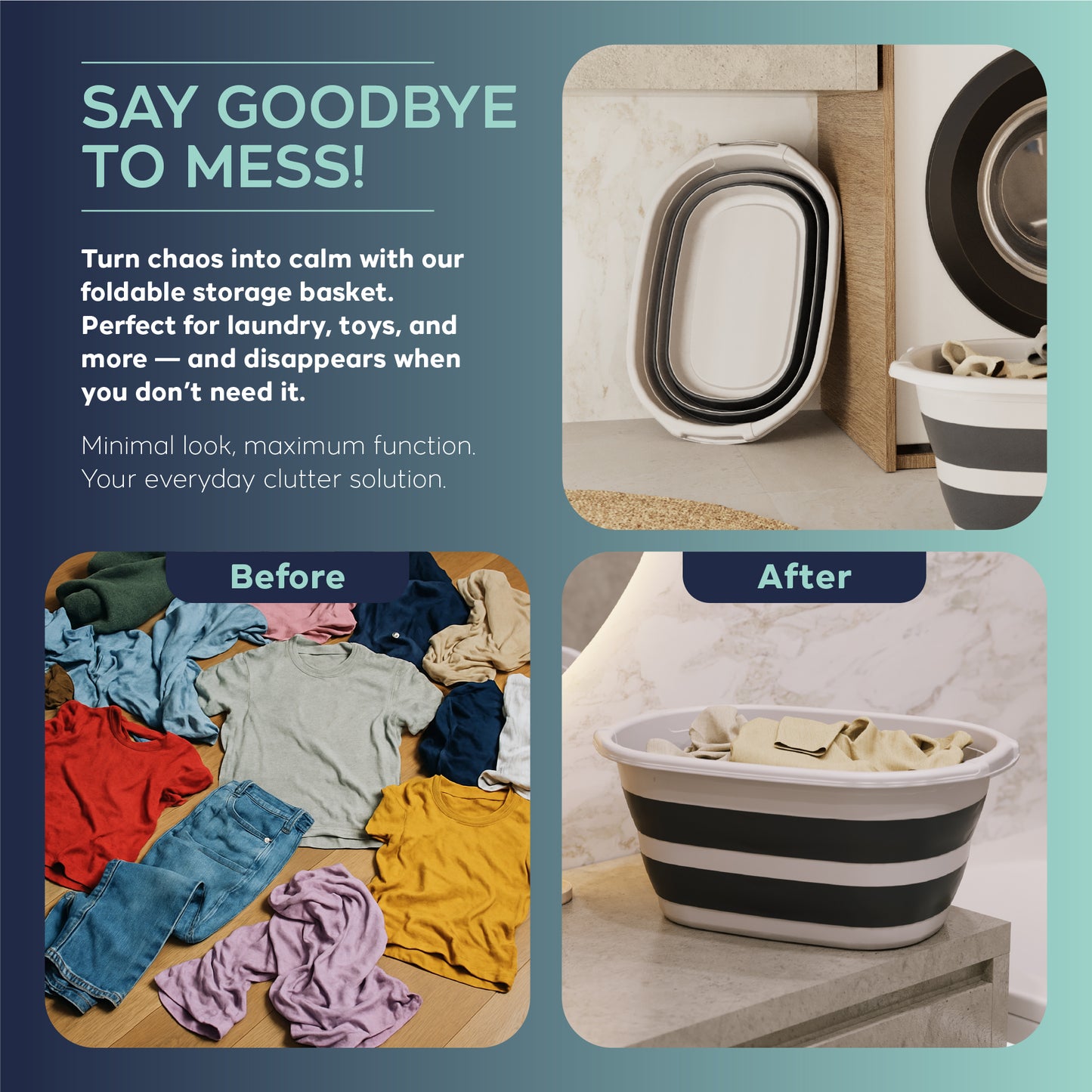 Soft Chef Foldable Laundry Basket – 25L Large Capacity – BPA-Free