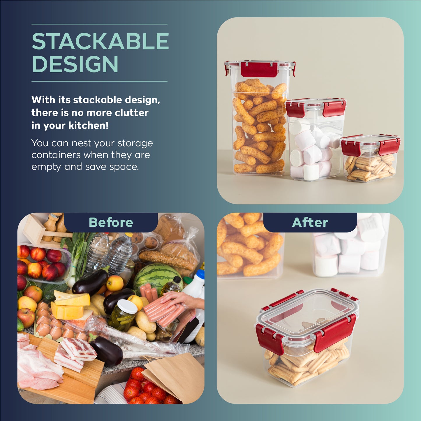 Slim Clara Box Deep 12 Piece Food Storage Container Set (12 × 1580 ml)