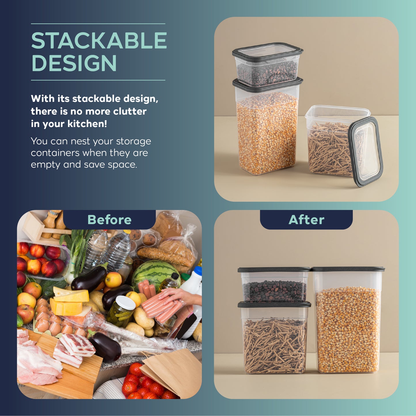 Viola 12 Piece Rectangular Food Storage Container Set 12 x 2200 ml