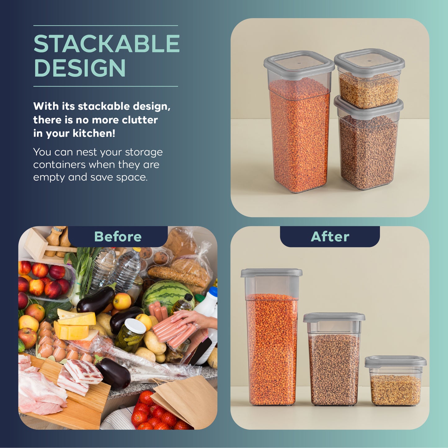 Soft Box Slim Square 12 x 680 ml Food Storage Containers