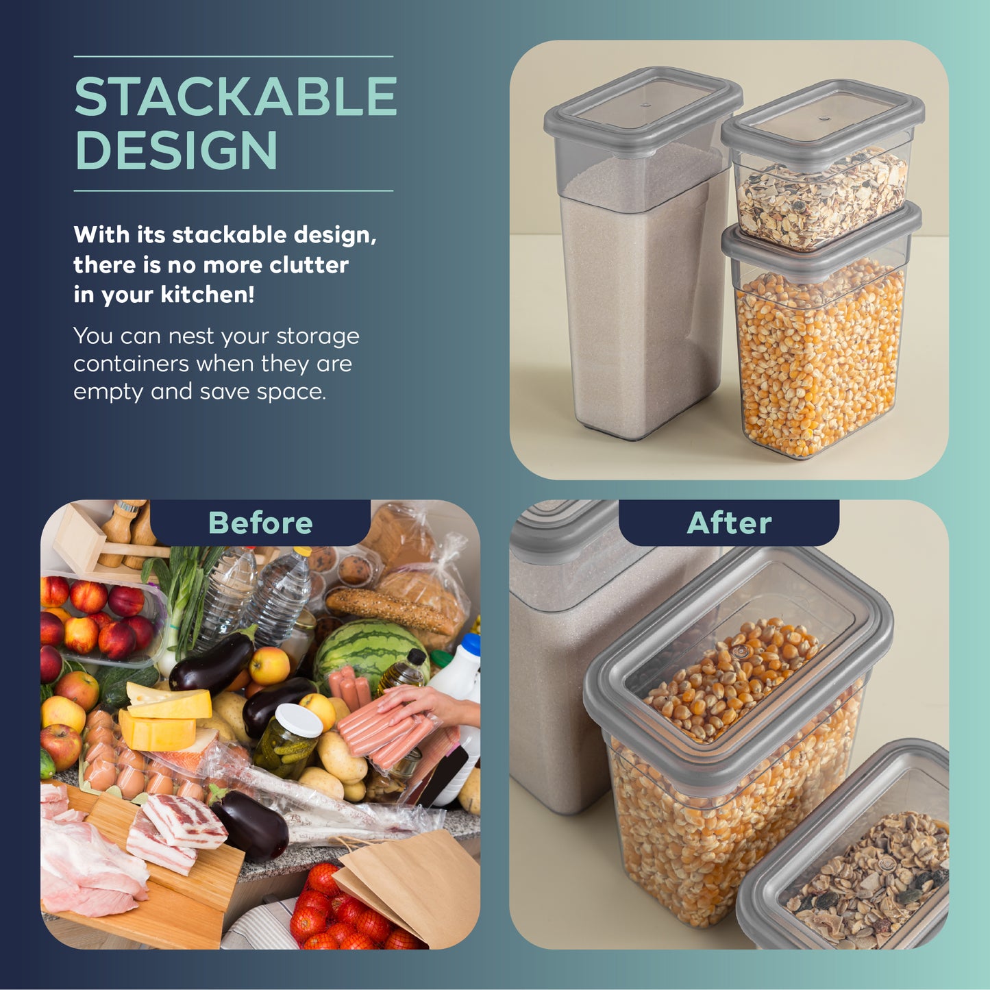 Rectangular Slim Soft Box 12 Piece Food Storage Container Set (12 x 1100 ml)