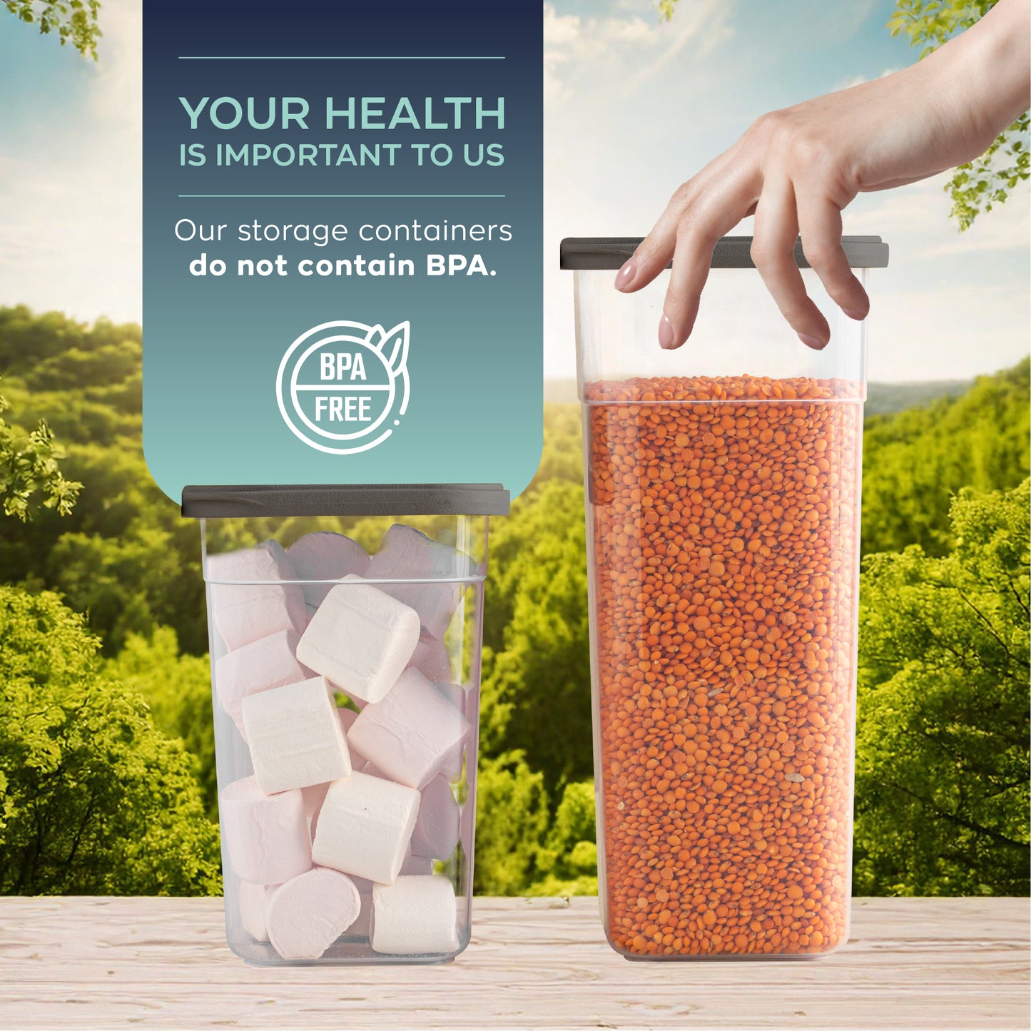 Viola 12 Piece Square Food Storage Container Set (4 x 680 ml + 4 x 1250 ml + 4 x 1850 ml)