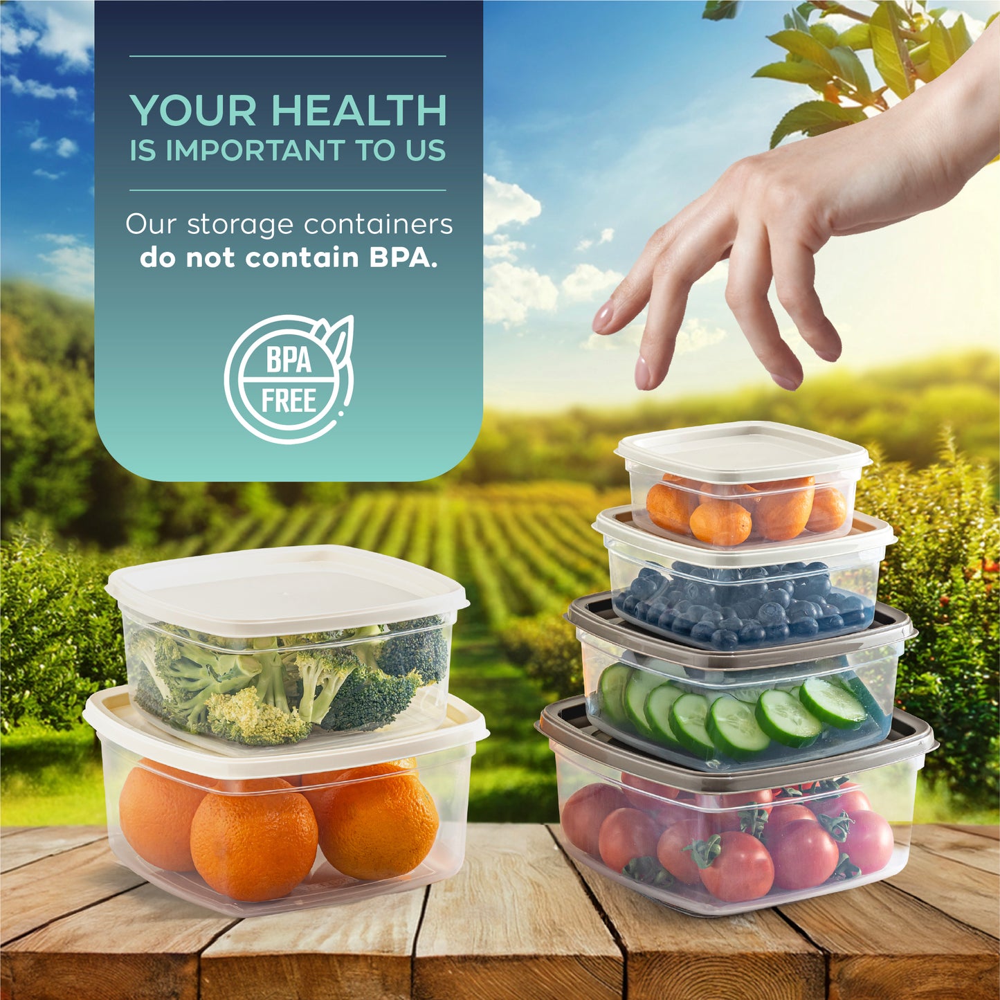 EasyBox 12 Parça Kare Gıda Saklama Kabı Seti (2 x 6 Parça Set) 275 ml ila 3200 ml