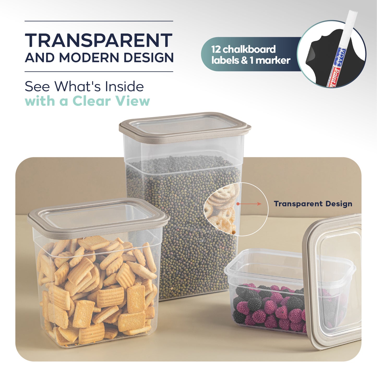 Viola 12 Piece Rectangular Food Storage Container Set 12 x 3400 ml