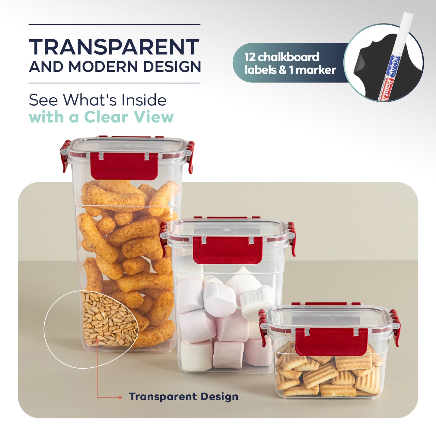 Slim Clara Box Deep 12 Piece Food Storage Container Set (12 × 1100 ml)